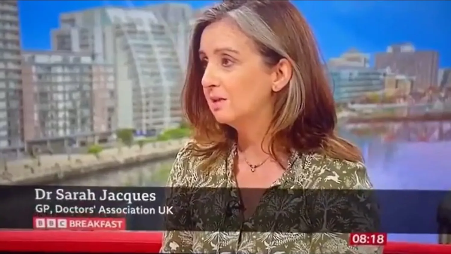 Dr Sarah Jacques being interviewed on BBC Breakfast