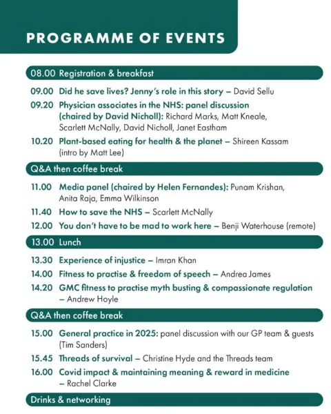 List of speakers, topics and timings for DAUK's Dr Jenny Vaughan Memorial Conference