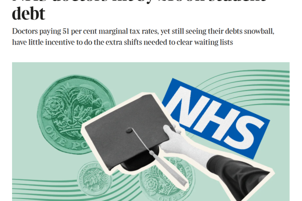 Screengrab of a Times online article on the debt of student doctors and medics
