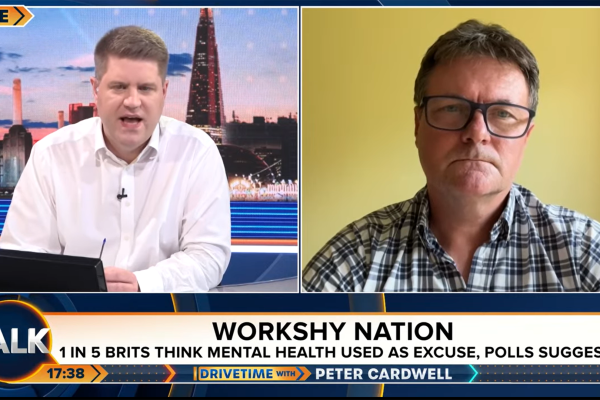 Screenshot of Dr Steve Taylor being interviewed on TALK TV